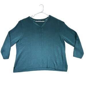 Cozy Soft Plus Size Split Hem Sweater in Teal - No Tags - Measurements Included